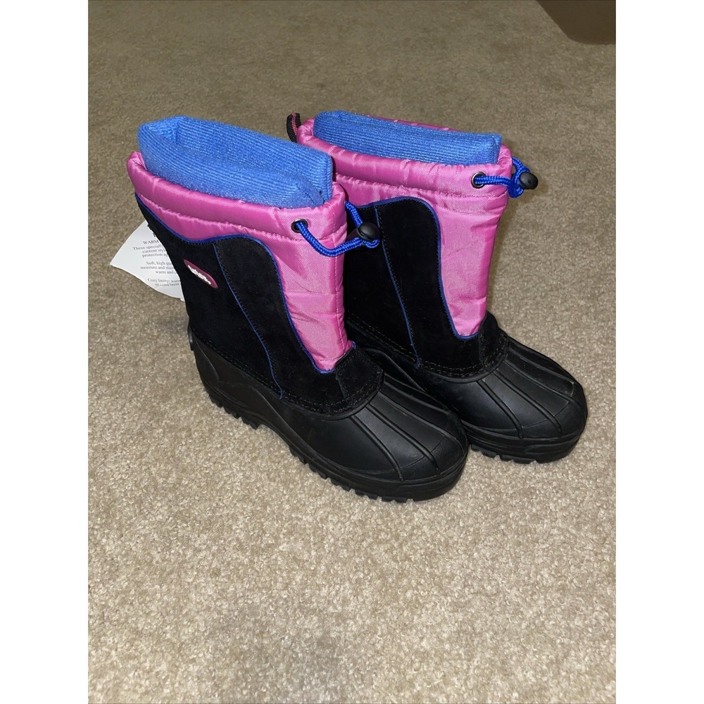 Totes‎ Kids Snow Boots Black Pink Blue Waterproof Winter Insulated Size 4 NEW